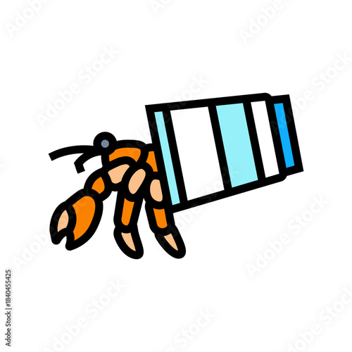 crab hiding plastic cup color icon vector illustration