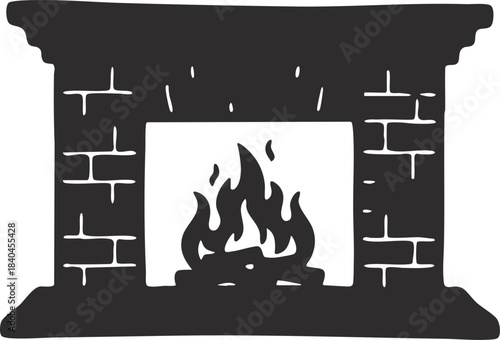 Cozy Lit Fireplace vector Illustration