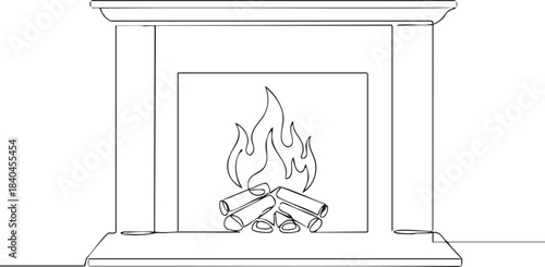 Cozy Lit Fireplace vector Illustration