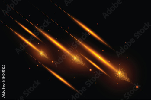 Golden transparent light lens flares streaks