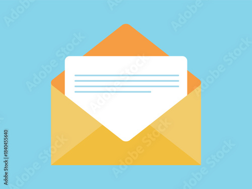 Open Envelope with Letter and Message.