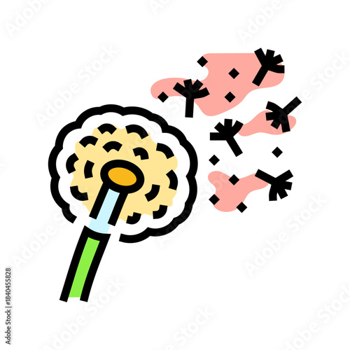 dandelion flower floating pollen color icon vector illustration