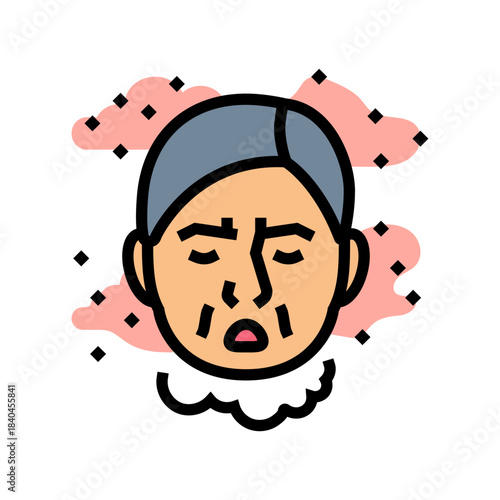 pollen allergy face sneezing color icon vector illustration