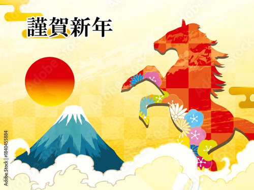 馬, 年賀状, 和風, 和柄, 新年, 動物, クリスマス, うま, ベクター, イラスト, manga