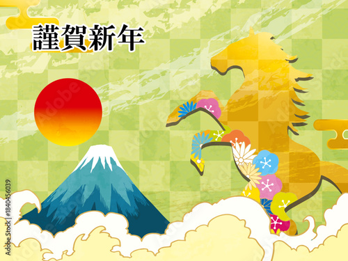 馬, 年賀状, 和風, 和柄, 新年, 動物, クリスマス, うま, ベクター, イラスト, manga