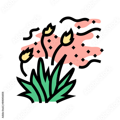 grass field releasing pollen color icon vector illustration