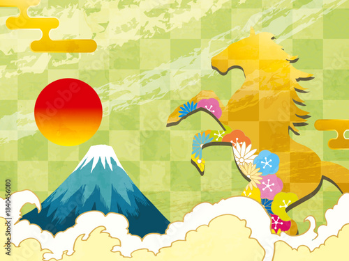 馬, 年賀状, 和風, 和柄, 新年, 動物, クリスマス, うま, ベクター, イラスト, manga