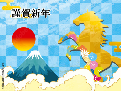 馬, 年賀状, 和風, 和柄, 新年, 動物, クリスマス, うま, ベクター, イラスト, manga