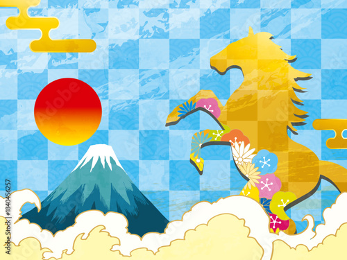 馬, 年賀状, 和風, 和柄, 新年, 動物, クリスマス, うま, ベクター, イラスト, manga