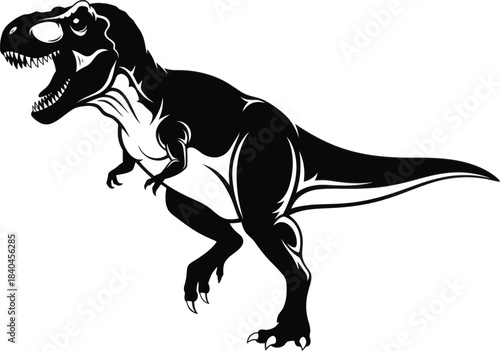 Tyrannosaurus rex dinosaur attacking silhouette vector illustration