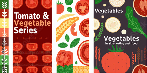 Colorful vector illustration showcasing tomatoes carrots and various vegetable designs