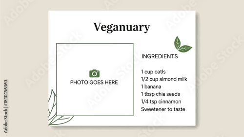 Creative social media template for a delicious Veganuary oat recipe, perfect for sharing healthy plant-based food ideas and lifestyle