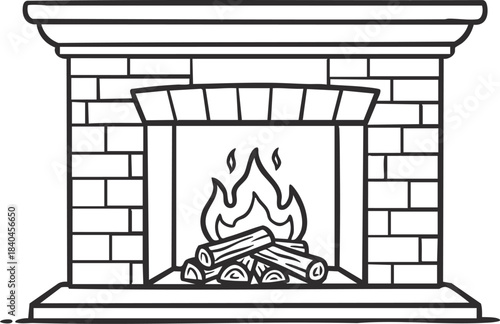 Cozy Lit Fireplace vector Illustration