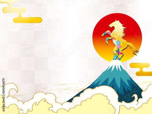 馬, 年賀状, 和風, 和柄, 新年, 動物, クリスマス, うま, ベクター, イラスト,
