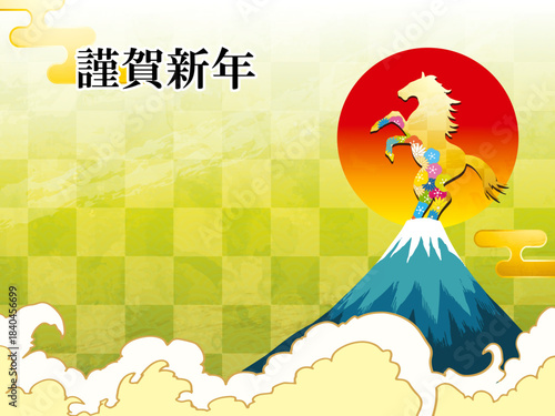 馬, 年賀状, 和風, 和柄, 新年, 動物, クリスマス, うま, ベクター, イラスト,