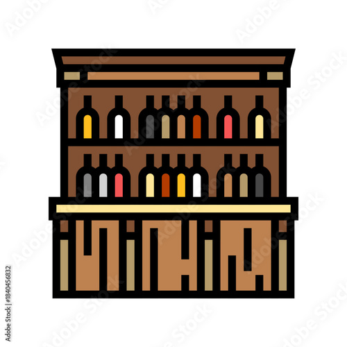bar counter bottles and glasses color icon vector illustration