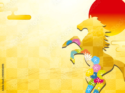 馬, 年賀状, 和風, 和柄, 新年, 動物, クリスマス, うま, ベクター, イラスト,