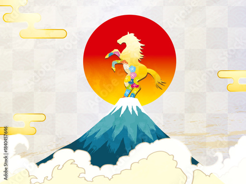 馬, 年賀状, 和風, 和柄, 新年, 動物, クリスマス, うま, ベクター, イラスト,