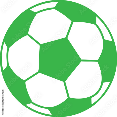 Simple green and white soccer ball illustration on white background vector 