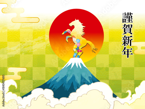 馬, 年賀状, 和風, 和柄, 新年, 動物, クリスマス, うま, ベクター, イラスト,