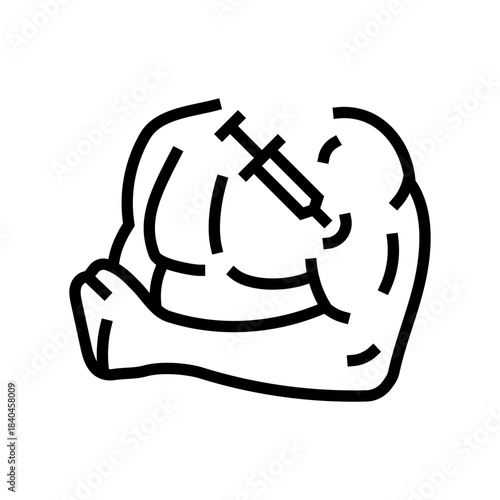 steroid injection arm line icon vector illustration