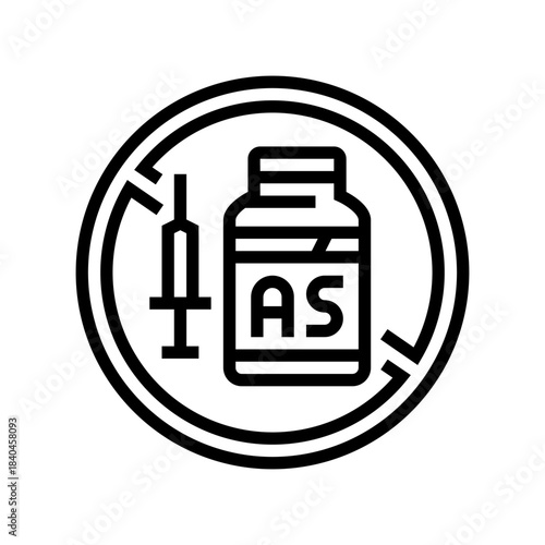 ban on anabolic steroids line icon vector illustration