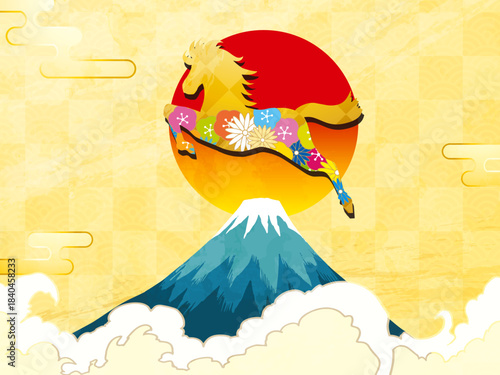 馬, 年賀状, 和風, 和柄, 新年, 動物, クリスマス, うま, ベクター, イラスト,