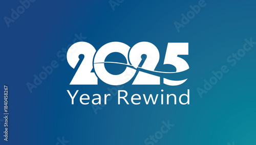 Bold white “2025 Year Rewind” typography on a smooth blue gradient background, clean recap banner ideal for annual highlights, social media summaries, video thumbnails, and end‑of‑year presentations.