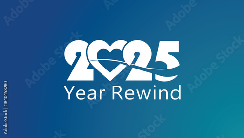Bold white “2025 Year Rewind” typography on a smooth blue gradient background, clean recap banner ideal for annual highlights, social media summaries, video thumbnails, and end‑of‑year presentations.