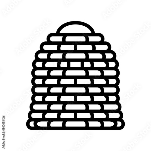 traditional straw skep beehive line icon vector illustration