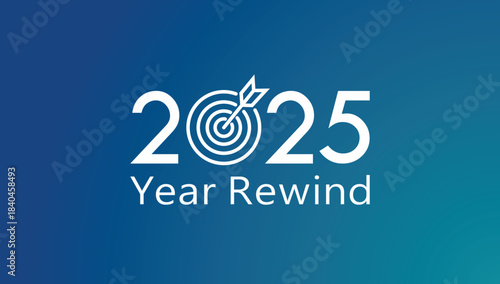 Bold white “2025 Year Rewind” typography on a smooth blue gradient background, clean recap banner ideal for annual highlights, social media summaries, video thumbnails, and end‑of‑year presentations.