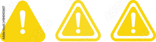 warning danger icon set. Caution alarm alert set, triangle warn sign , attention vector icon. Alert warn in triangle. Road sign alert.