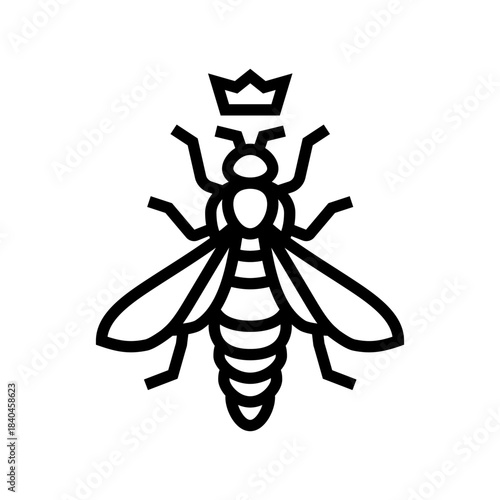 bee queen crown icon line icon vector illustration