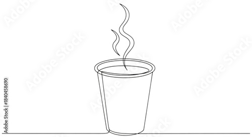 Steaming hot cocoa in a paper cup with swirling steam above  