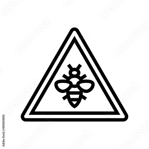 warning caution bees line icon vector illustration