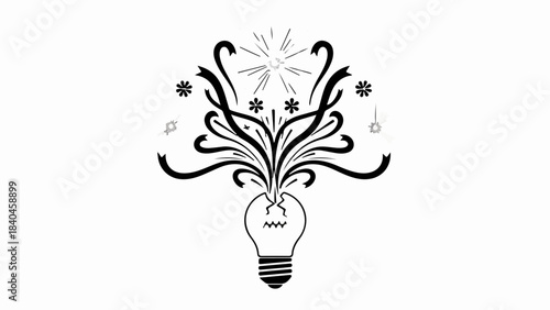 Bright idea bursts from a lightbulb, symbolizing creativity and innovation