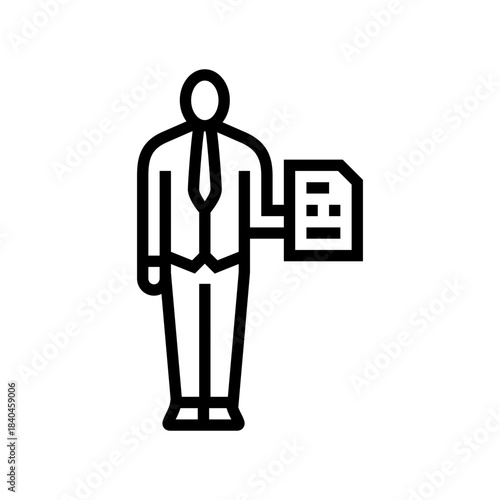 job seeker submitting resume line icon vector illustration