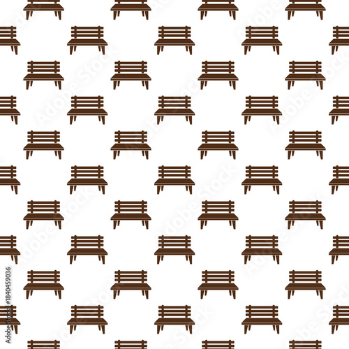 Park bench seamless pattern isolated on white background