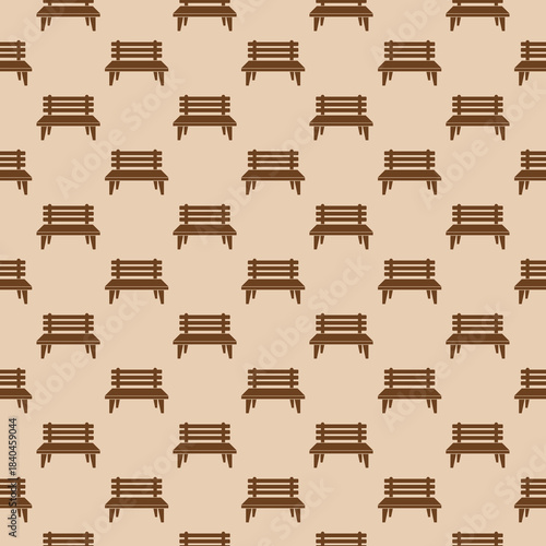 Park bench seamless pattern isolated on color background