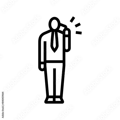 on call employee ringing phone line icon vector illustration