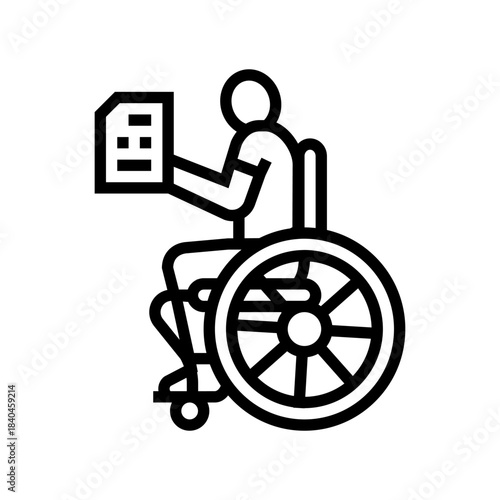 disabled person employment document line icon vector illustration