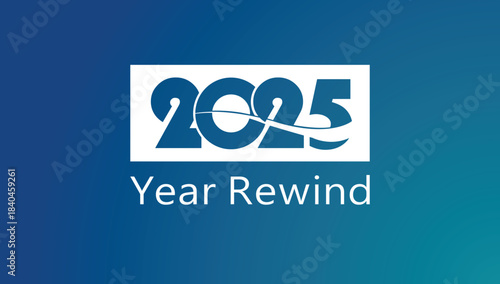Bold white “2025 Year Rewind” typography on a smooth blue gradient background, clean recap banner ideal for annual highlights, social media summaries, video thumbnails, and end‑of‑year presentations.