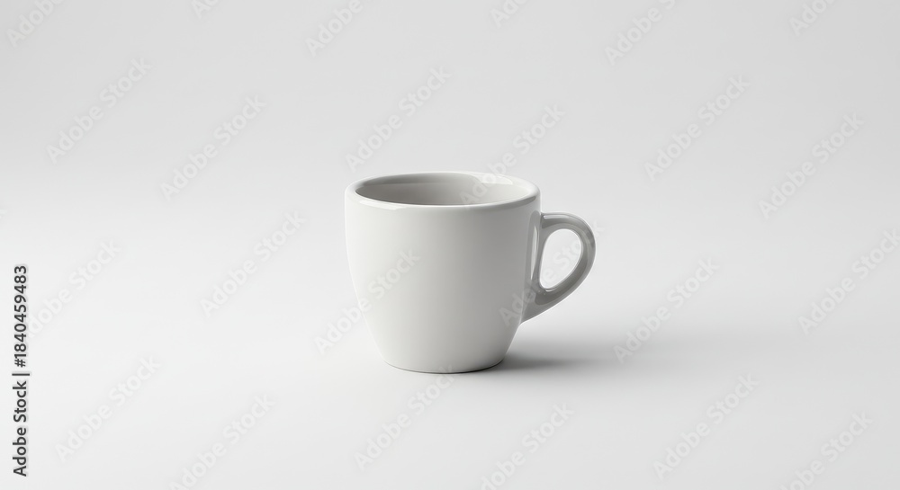 Obraz premium Minimalist White Ceramic Mug on White Background, Studio Lighting