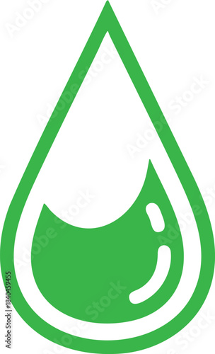 Green water droplet icon representing liquid and hydration vector illustration 