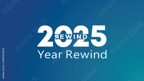 Bold white “2025 Year Rewind” typography on a smooth blue gradient background, clean recap banner ideal for annual highlights, social media summaries, video thumbnails, and end‑of‑year presentations.