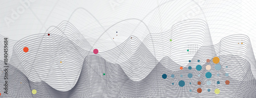 Technology and science geomtric banner or header. Connected neural network visualization
