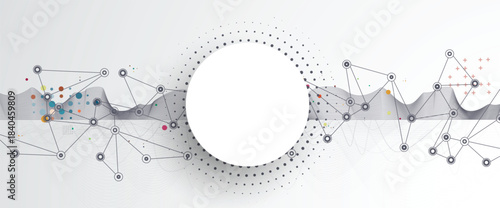 Technology and science geomtric banner or header. Connected neural network visualization