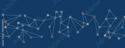Technology and science geomtric banner or header. Connected neural network visualization