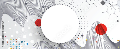 Technology and science geomtric banner or header. Connected neural network visualization