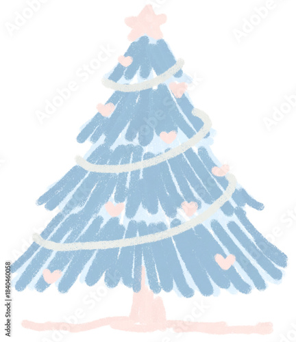 Pastel Winter Tree: A whimsical pastel-colored winter tree, adorned with delicate hearts and a radiant star, embodies the gentle spirit of the festive season.